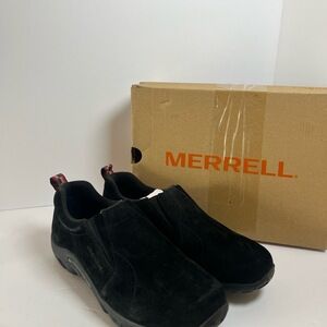 NWT Merrell Kids Jungle Moc Shoe Size 6.6 Black Slip-On Suede Comfortable Outdoo
